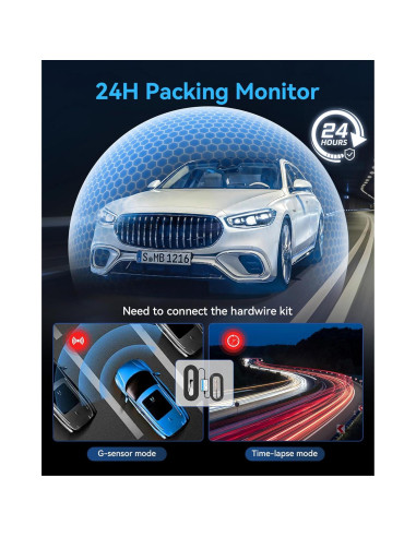 Cámara de tablero 4K VZZBOO 3 canales con visión nocturna