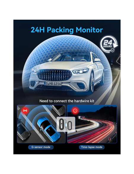 Cámara de tablero 4K VZZBOO 3 canales con visión nocturna