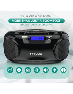 Reproductor Boombox Bluetooth Philco PJC7000BT-BK CD y Casete 2