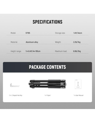 Soporte de Luz NEEWER ST195 Trípode Aluminio 1.5-6.4ft