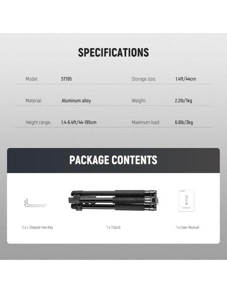 Soporte de Luz NEEWER ST195 Trípode Aluminio 1.5-6.4ft