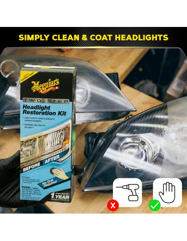 Kit de Restauración de Faros Meguiar's G2970 - 2 Pasos, 363g