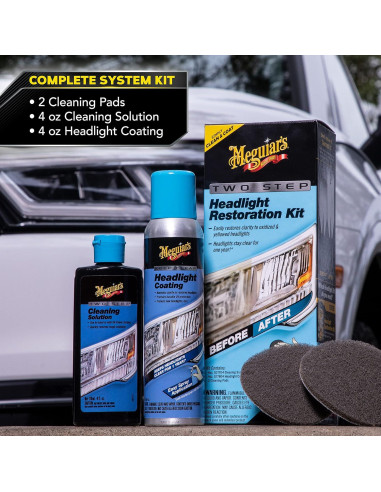 Kit de Restauración de Faros Meguiar's G2970 - 2 Pasos, 363g
