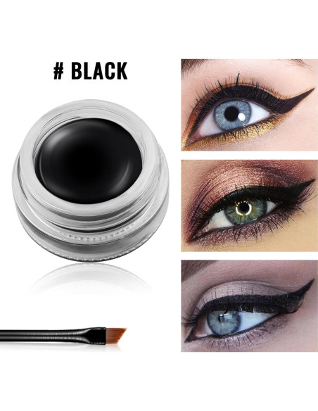 Gel Eyeliner Negro Erinde Impermeable con 2 Pinceles Gel Eyeliner Negro Erinde Impermeable con 2 Pinceles