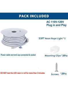 Tira de Luz LED Neón FORT 10M Blanca Cálida Impermeable 110V 2