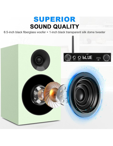 Altavoces de Estantería Pasivos PNWCZ 5.25" Verde Aguacate Hi-Fi