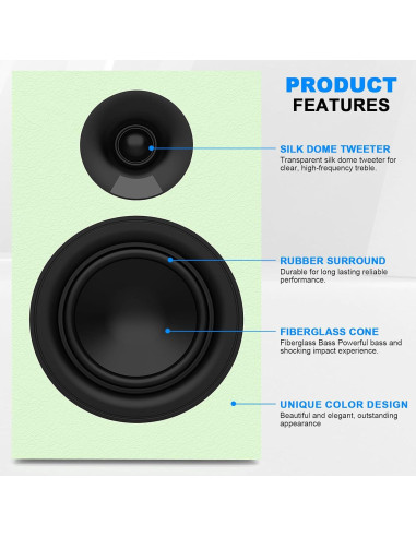 Altavoces de Estantería Pasivos PNWCZ 5.25" Verde Aguacate Hi-Fi