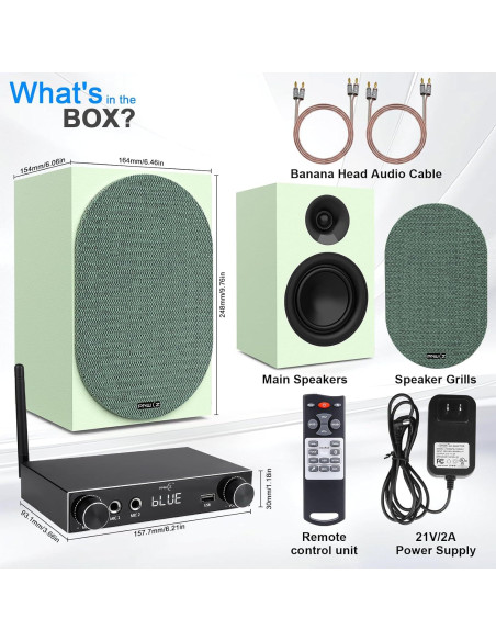 Altavoces de Estantería Pasivos PNWCZ 5.25" Verde Aguacate Hi-Fi