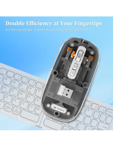 Ratón Bluetooth Inalámbrico VEOUT E3 Negro Recargable Silencioso