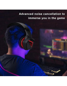 Auriculares Gaming FNSHIP FN-ADL01 con Micrófono 3.5mm Rojo y Negro 2