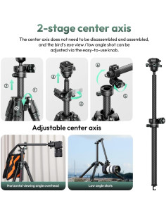 Trípode de Fibra de Carbono ULANZI JJ05 183.9 cm Carga 18 kg 2