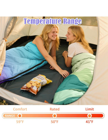 Saco de dormir AuSletie 3 estaciones impermeable 228.6x80cm