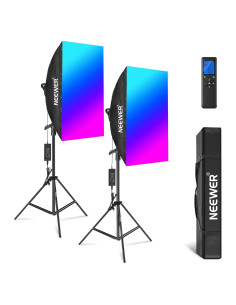 Kit de Iluminación Neewer RGB LED Softbox 48W con Control Remoto