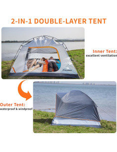 Carpa de Camping EchoSmile LTT213WGF para 2 Personas Impermeable 2