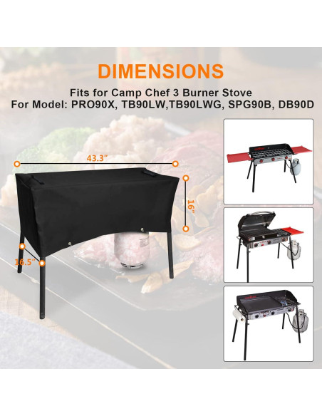 Cubierta Impermeable para Estufa de 3 Quemadores Grisun 110cm