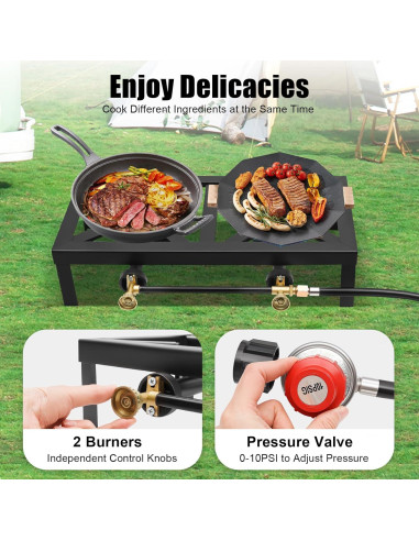 Cocina de Gas Doble Portátil Haedspup 8000W para Camping