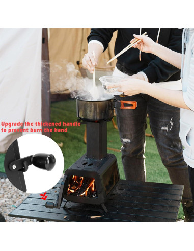 Estufa de leña portátil LEMVUZ para camping con chimenea
