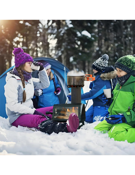 Estufa de leña portátil LEMVUZ para camping con chimenea