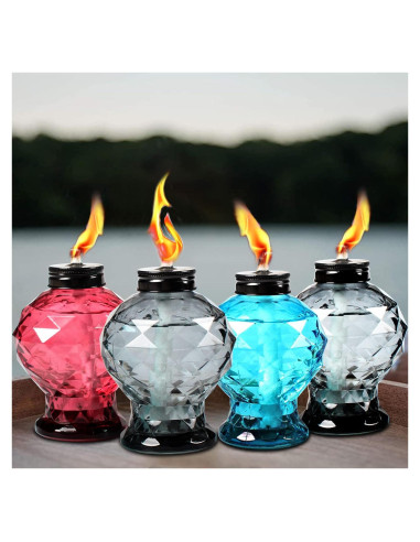 Tewei 4 Antorchas de Vidrio para Exterior 16 cm - Citronela