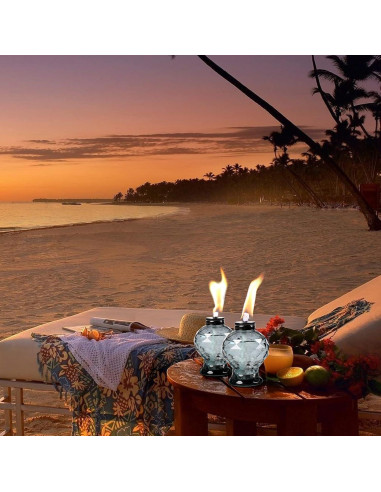 Tewei 4 Antorchas de Vidrio para Exterior 16 cm - Citronela