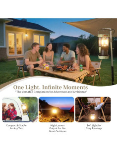 Lámpara de Camping Solar HOMY HM-CA, Carga Dual USB-C y Solar 2