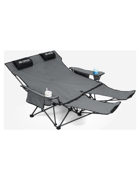 Silla de Camping Doble Reclinable HUSKFIRM con Reposapiés