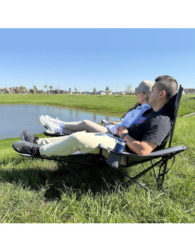 Silla de Camping Doble Reclinable HUSKFIRM con Reposapiés