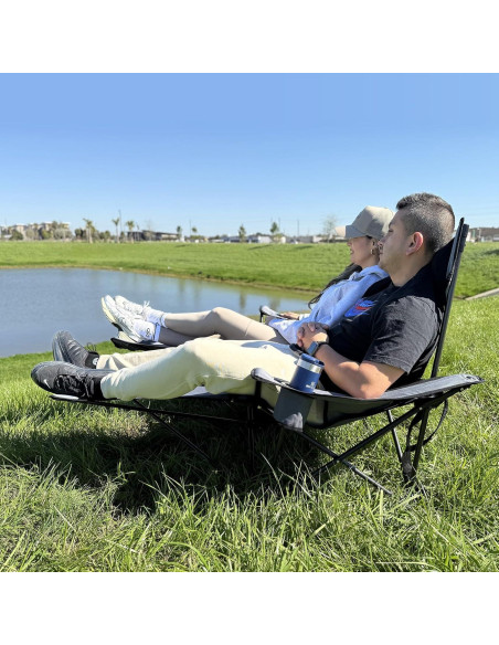 Silla de Camping Doble Reclinable HUSKFIRM con Reposapiés
