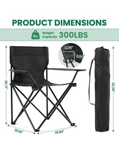 Sillas de Camping Plegables Geisoun 2 Piezas Soporta 136 kg