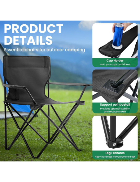 Sillas de Camping Plegables Geisoun 2 Piezas Soporta 136 kg