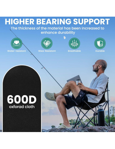 Sillas de Camping Plegables Geisoun 2 Piezas Soporta 136 kg
