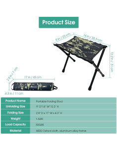 Taburete Plegable MOON LENCE Camuflaje 0.59 kg 35.56 cm 2