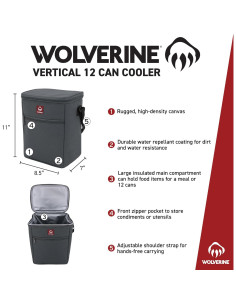 Enfriador de Latas Wolverine 12L Gris Aislado Impermeable 2