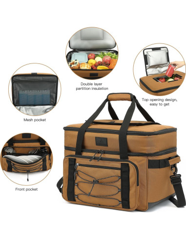 Bolsa de Enfriamiento Portátil TONRUYN 50L Doble Piso con Ruedas