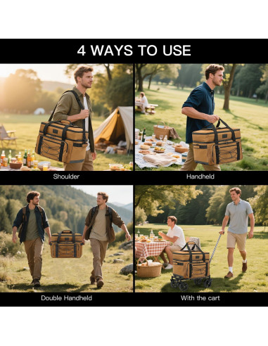 Bolsa de Enfriamiento Portátil TONRUYN 50L Doble Piso con Ruedas