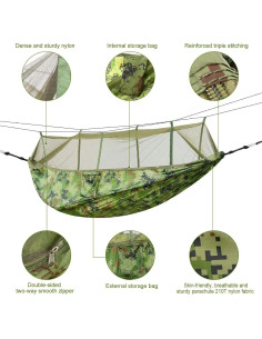 Hamaca de Camping Doble GENÉRICO 272kg con Red Antimosquitos 2