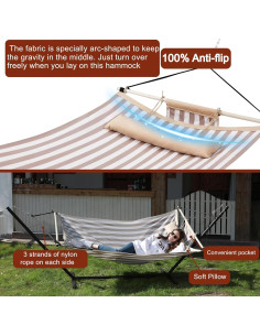 Hamaca TegerDeger 12FT Anti-vuelco Rayas Beige 204kg 2