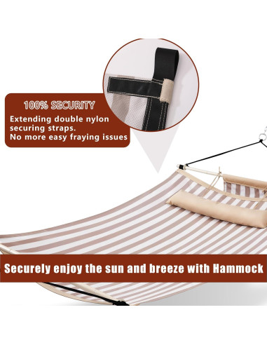 Hamaca TegerDeger 12FT Anti-vuelco Rayas Beige 204kg