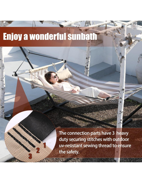 Hamaca TegerDeger 12FT Anti-vuelco Rayas Beige 204kg