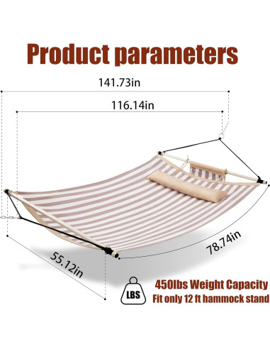 Hamaca TegerDeger 12FT Anti-vuelco Rayas Beige 204kg