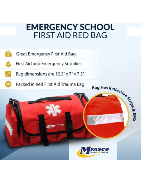 Kit de Primeros Auxilios Escolar MFASCO - Bolsa Roja 200 Suministros