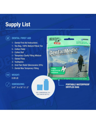 Kit Dental de Emergencia Adventure Medical Kits - Incluye Gel Orasol y Relleno Temporal
