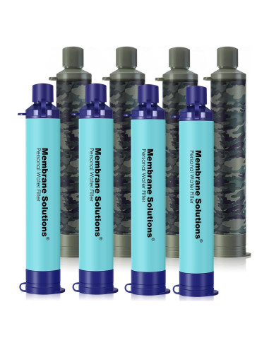 Filtro de Agua Portátil Membrane Solutions - 8 Piezas Azul y Camuflaje