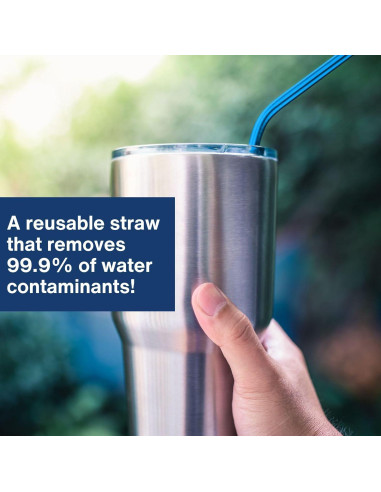 Pajilla Filtrante Portátil Campbell Ultrafiltration+ - Reutilizable, A Prueba de Lavavajillas, Elimina 99.9% Contaminantes