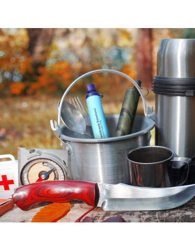 Filtro de Agua Portátil Membrane Solutions - 8 Piezas Azul y Camuflaje