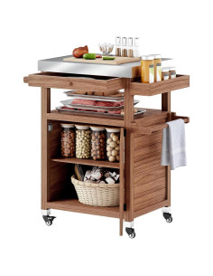 Carrito de Parrilla al Aire Libre Outsunny con Ruedas y Gabinete