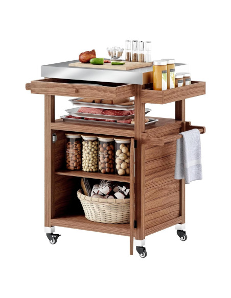 Carrito de Parrilla al Aire Libre Outsunny con Ruedas y Gabinete