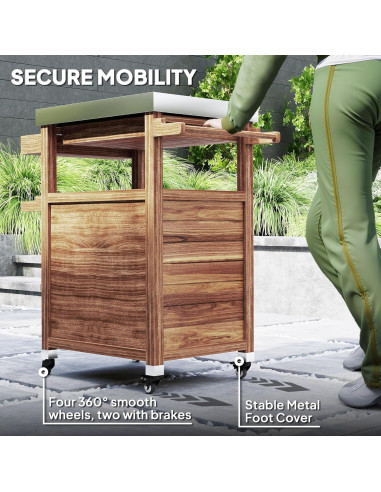 Carrito de Parrilla al Aire Libre Outsunny con Ruedas y Gabinete