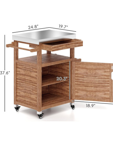Carrito de Parrilla al Aire Libre Outsunny con Ruedas y Gabinete