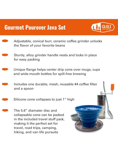 Set de Café Gourmet Pour-Over GSI Outdoors con Molinillo Manual